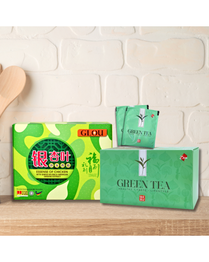 ZAN Green Tea (2g x 30'S) + GLOU Essence of Chicken With Ginkgo Biloba and American Ginseng (6 x 70g)