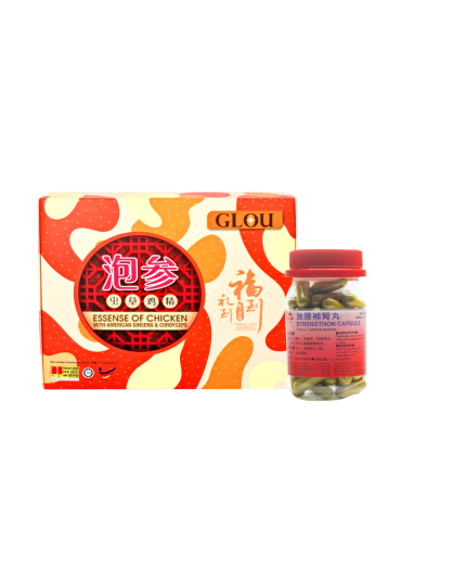 HAI-O Strengthon Capsule (50&#039;s) + GLOU Essence of Chicken with American Ginseng &amp; Cordyceps (6 x 70g)