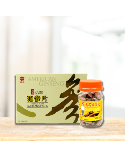 HAI-O Cordyceps Capsule (60's) + HAI-O Premium Slice American Ginseng (35g)