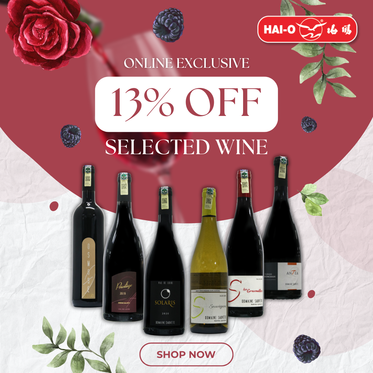 Selected Wine 13% OFF